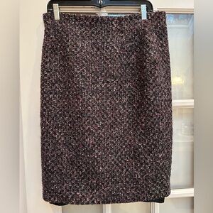 Lafayette 148 New York Black Purple Pink Tweed Wool Pencil Skirt Career Size 10